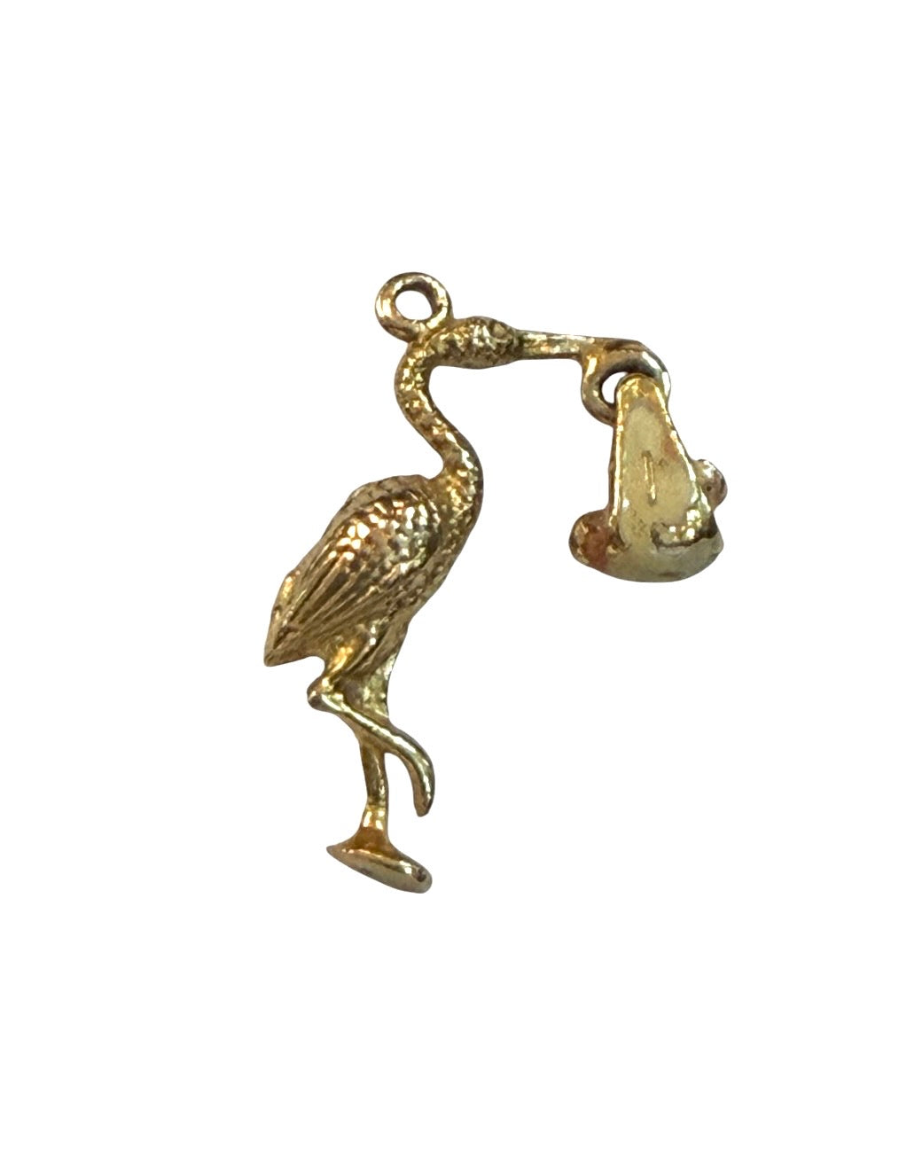 9ct vintage stork and bab y charm circa 1973 2.16g