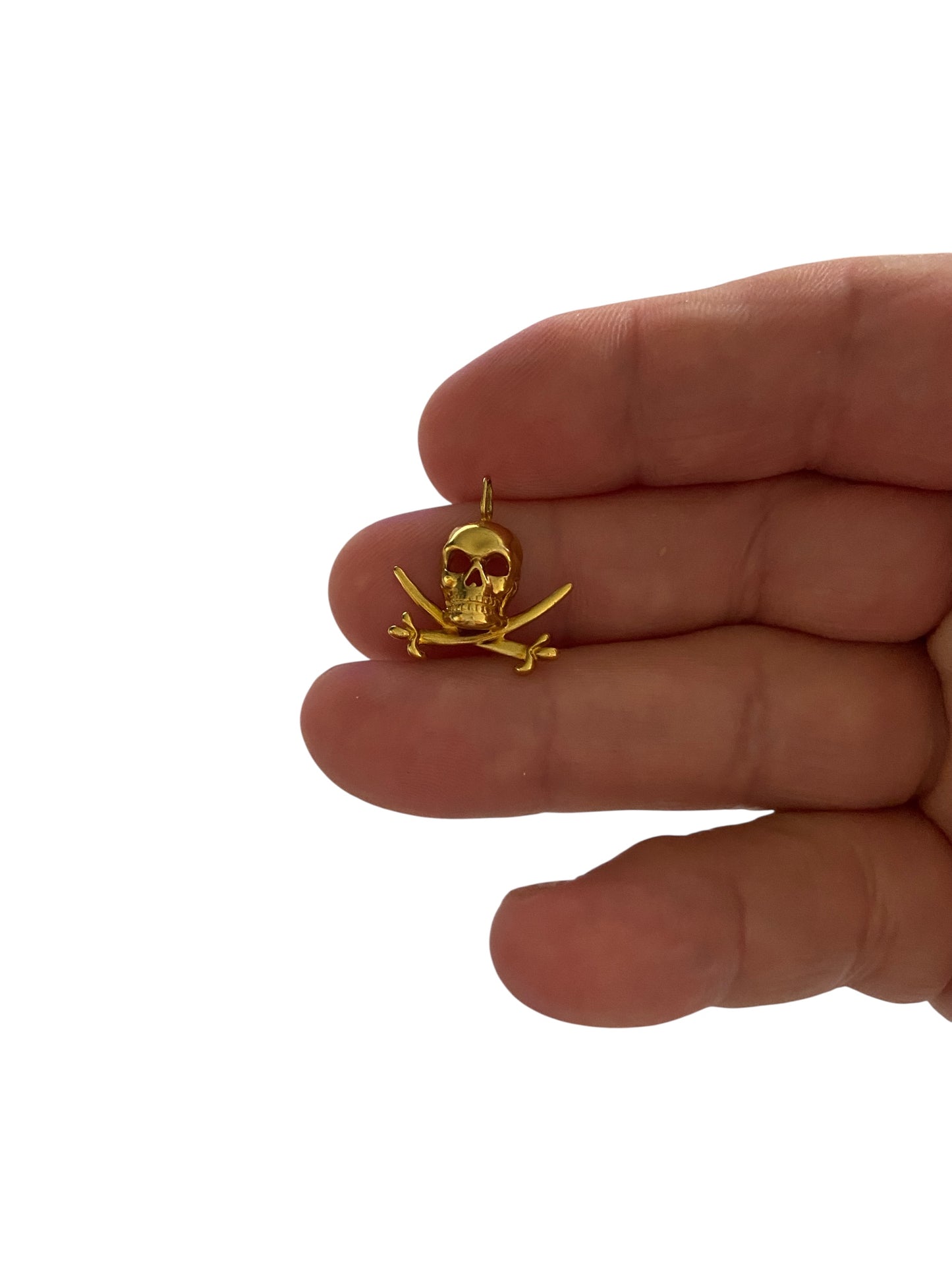 9ct vintage skull and cross swords charm / pendant