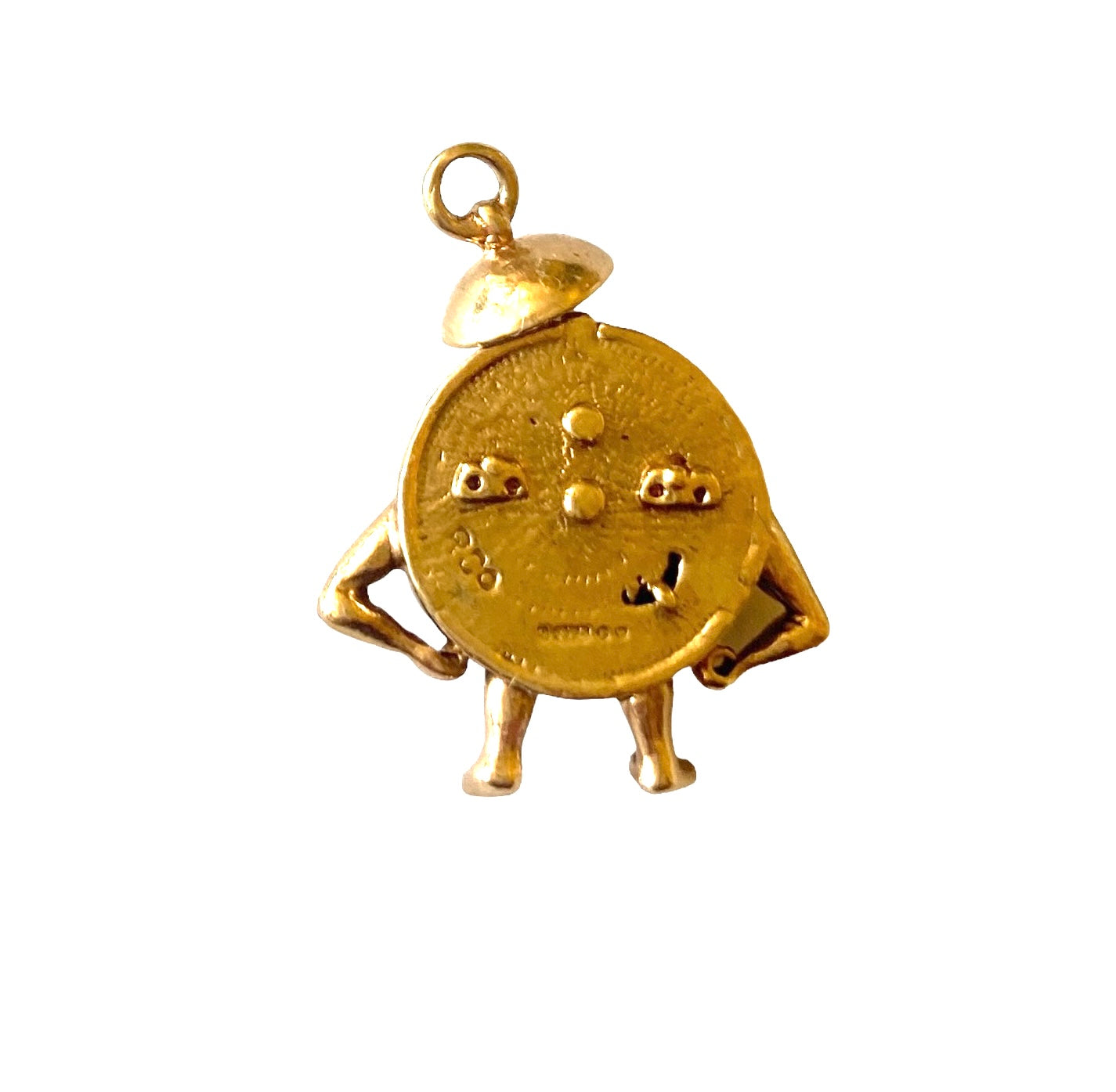 9ct vintage clock charm / pendant. personified and articulated circa London 1972