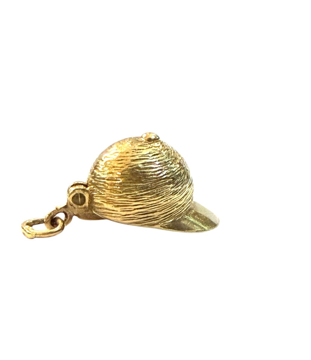 9ct vintage jockey hat with horse charm / pendant circa 1965 4.4g
