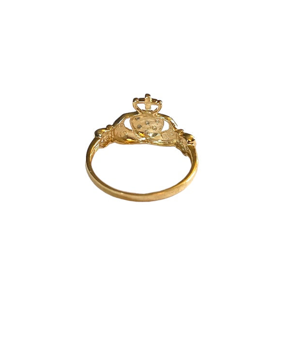 9ct vintage diamond claddagh ring size N