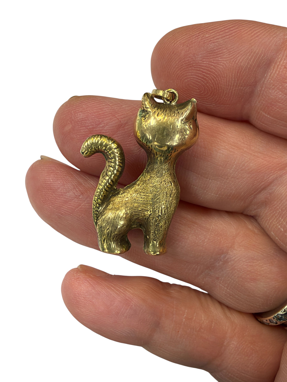 9ct vintage cat charm , circa 1963 London by Georg Jensen. 2.9g Hollow