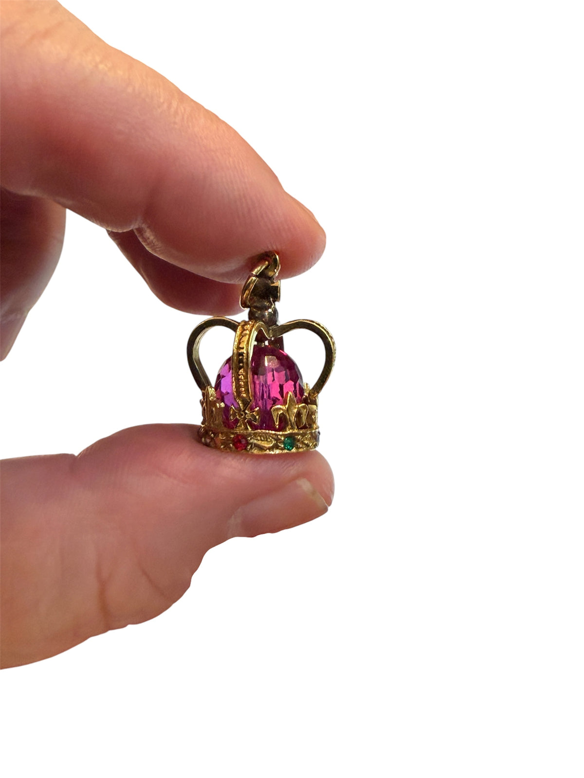 9ct vintage crown with glass stones maker AJL 5.04g