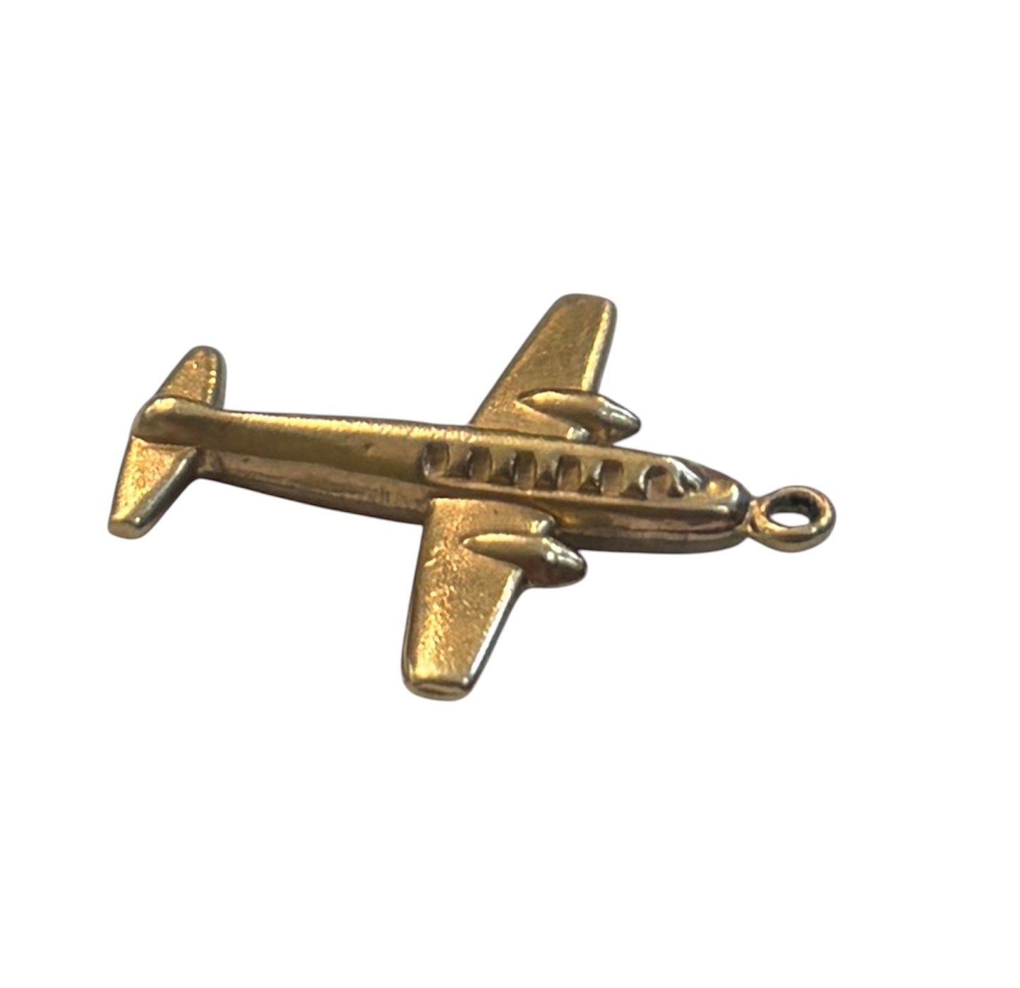 9ct vintage aeroplane charm, circa 1967 by WHc. hollow 0.64g