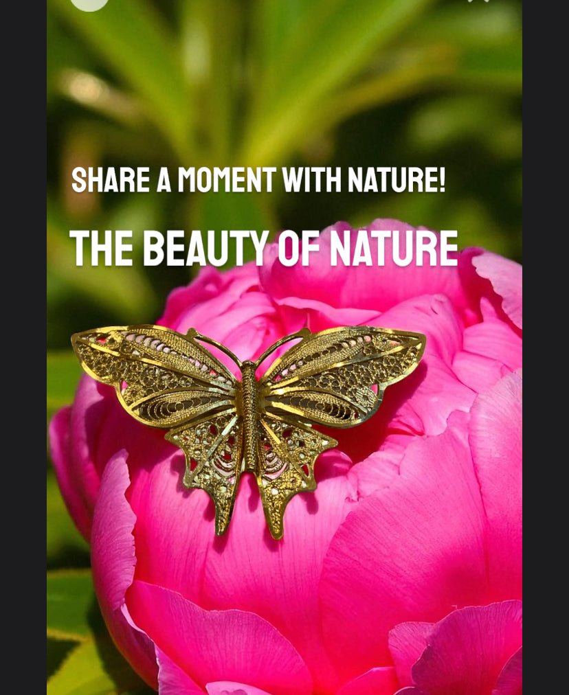 9ct vintage butterfly brooch and pendant