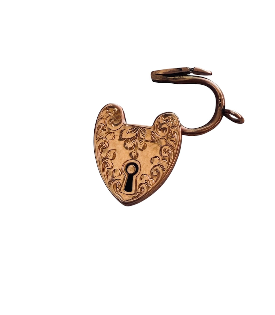 9ct antique padlock charm / pendant, ROSE gold circa 1907