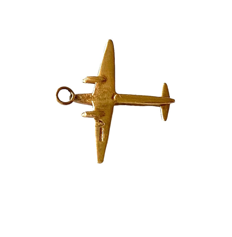 9ct vintage plane charm / pendant circa 1992 yellow gold