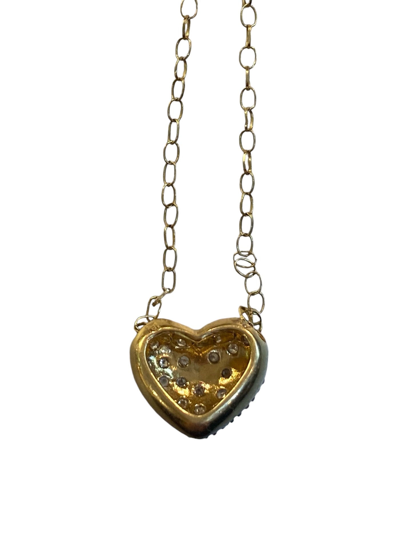 9ct pre owned diamond heart and chain. 16 inches