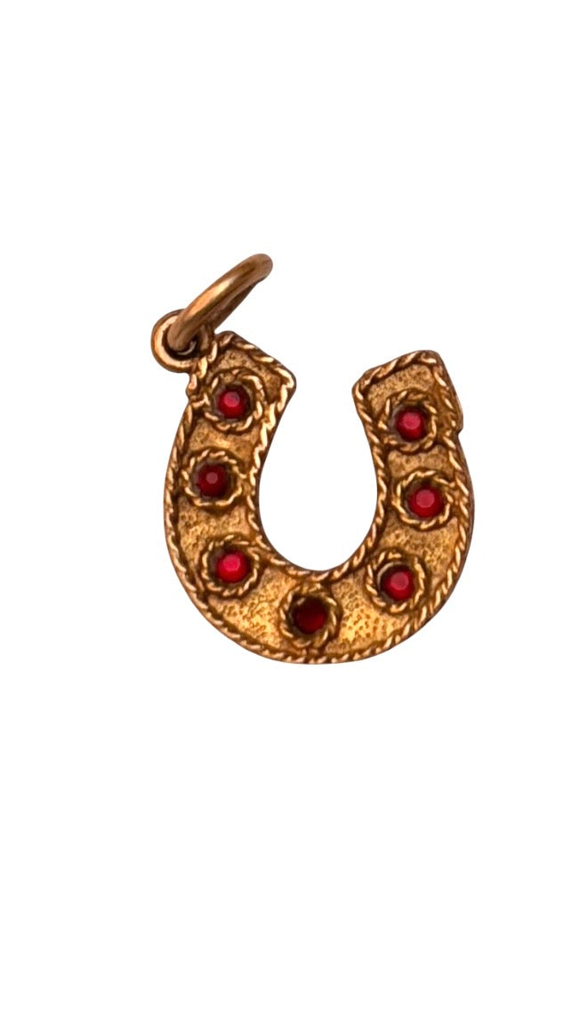 9ct vintage horseshoe charm by NUVO circa 1971, 1.54g