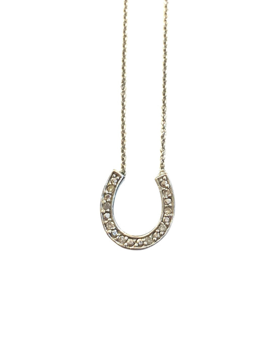 9ct vintage diamond horseshoe necklace 16 1/2 inches