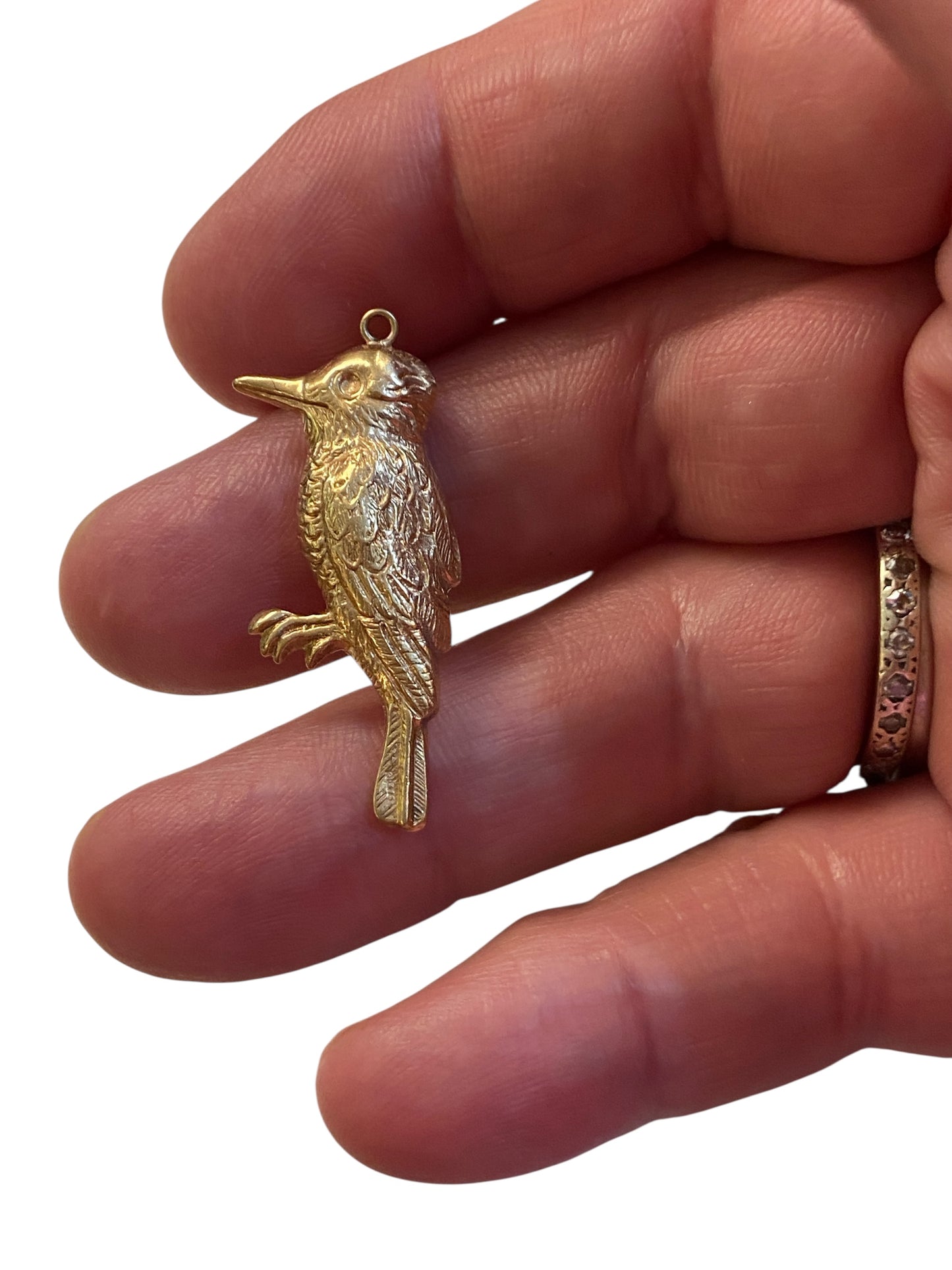 9ct vintage kookaburra charm / pendant circa 1961 chester. 1.3g Hollow