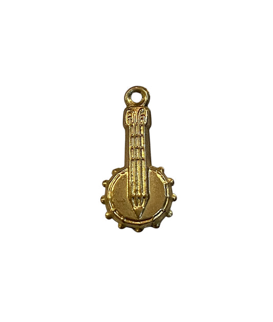 9ct vintage banjo charm, small 0.5g circa 1978