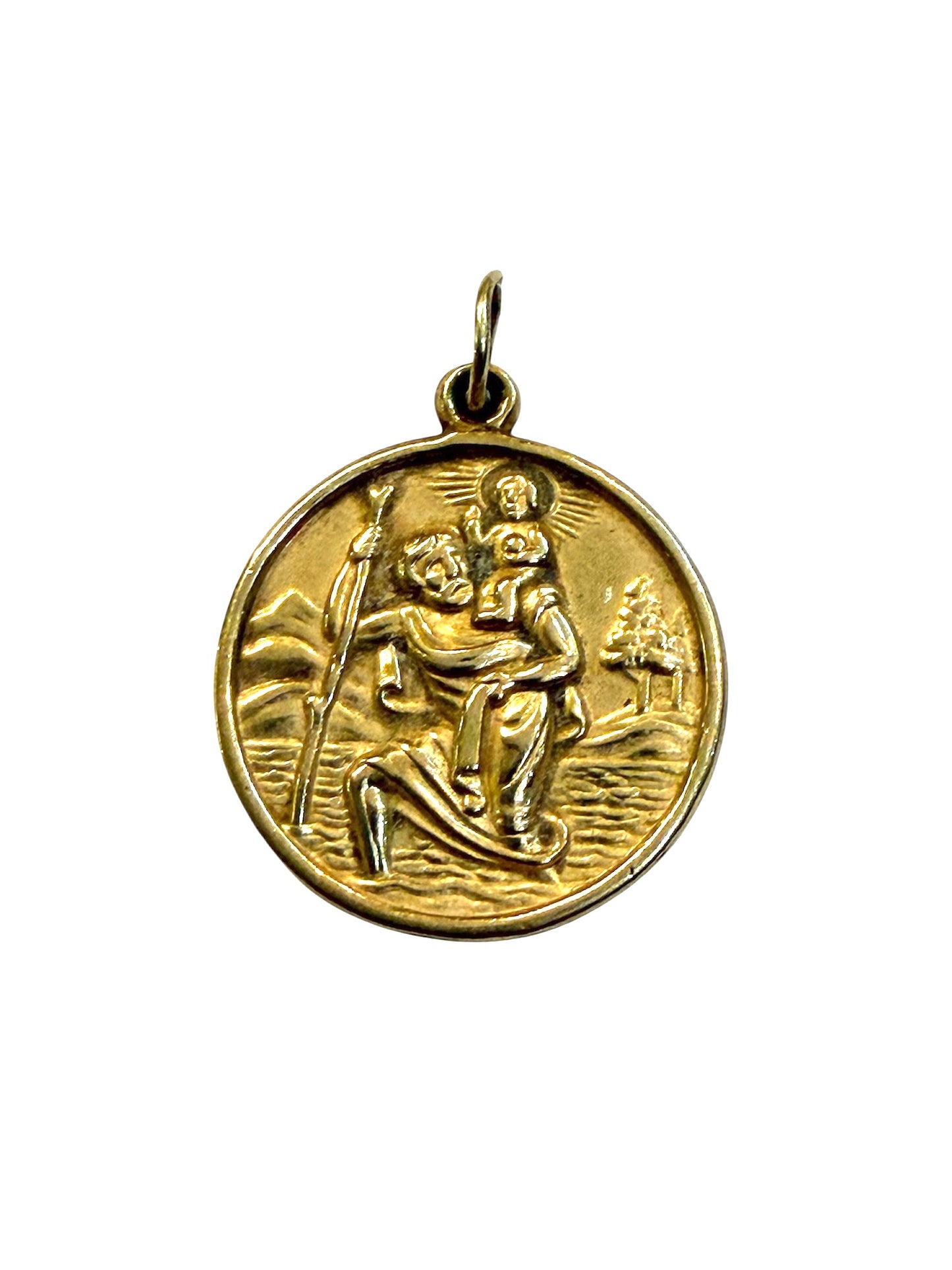 9ct st christopher charm / pendant with keep me safe on the reverse.