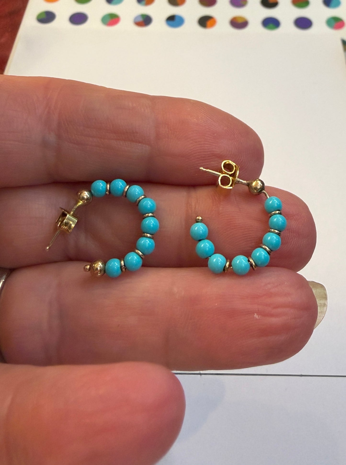 9ct vin tage turquoise hoop earrings circa 1980s