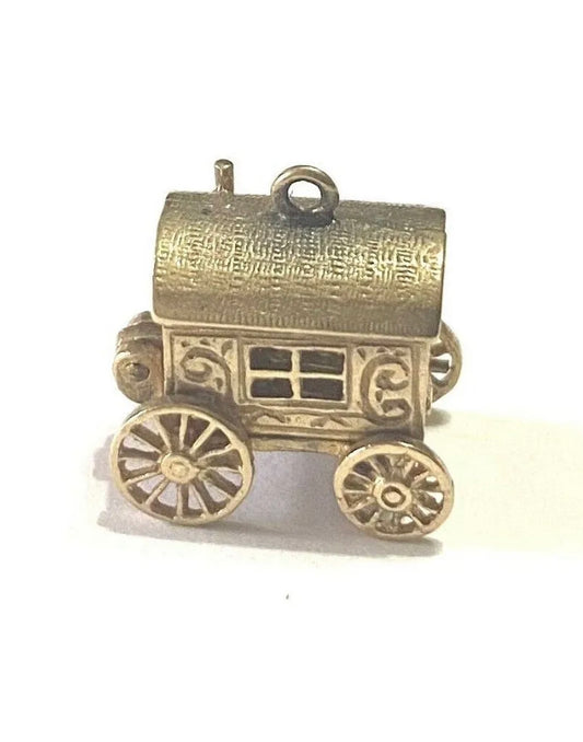 9ct 375 vintage opening gypsy caravan charm