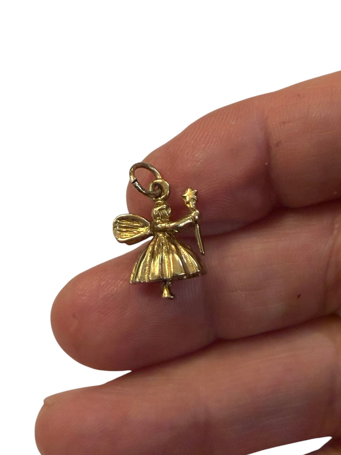 9ct vintage fairy godmother charm , 2.08g