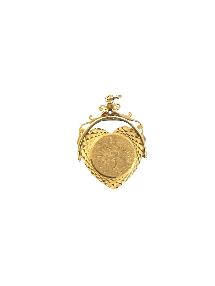 9ct vintage large 'I love you spinner' charm -pendant circa 1978 maker FM 2.7g
