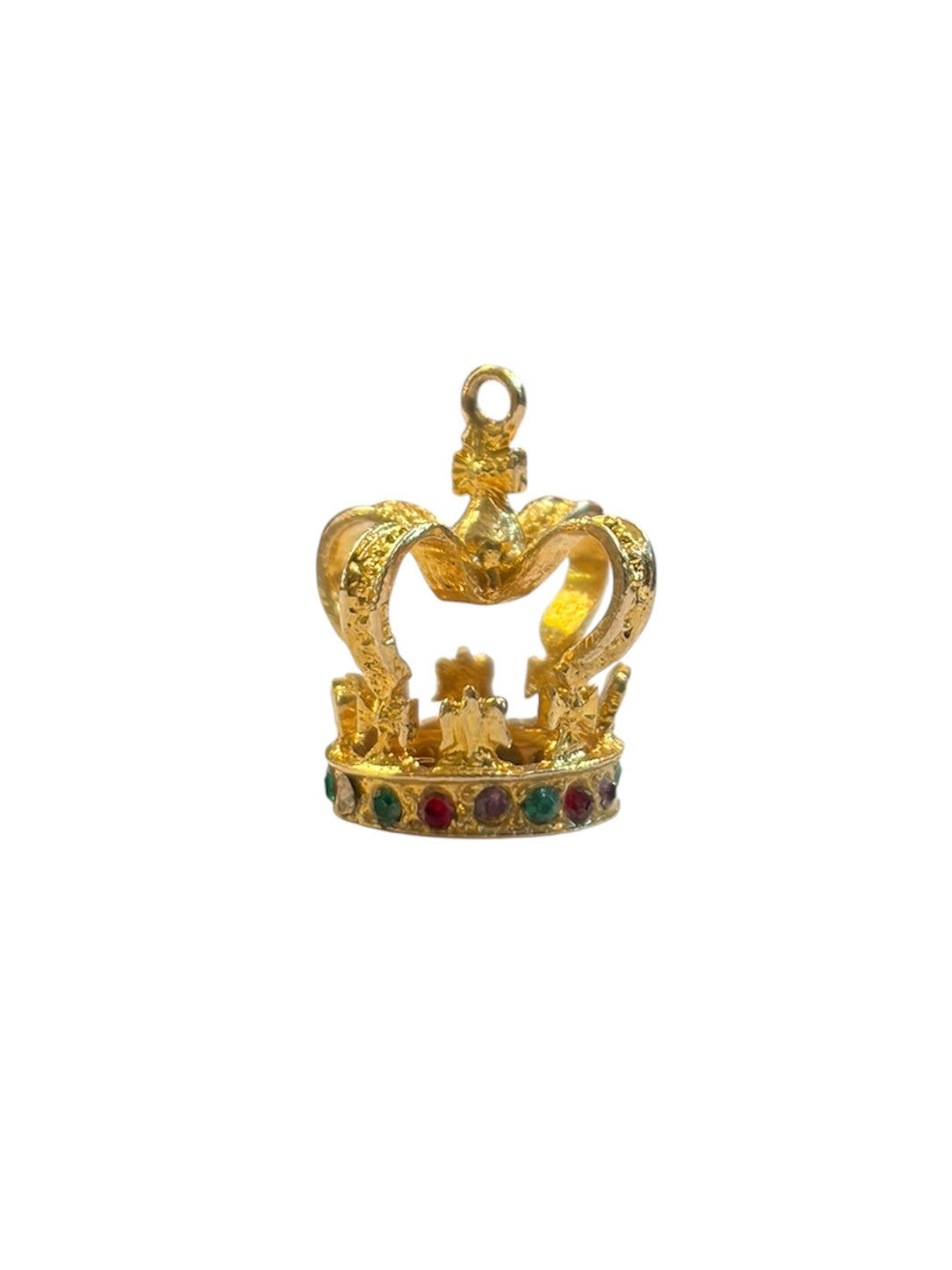 9ct vintage crown charm, yellow gold
