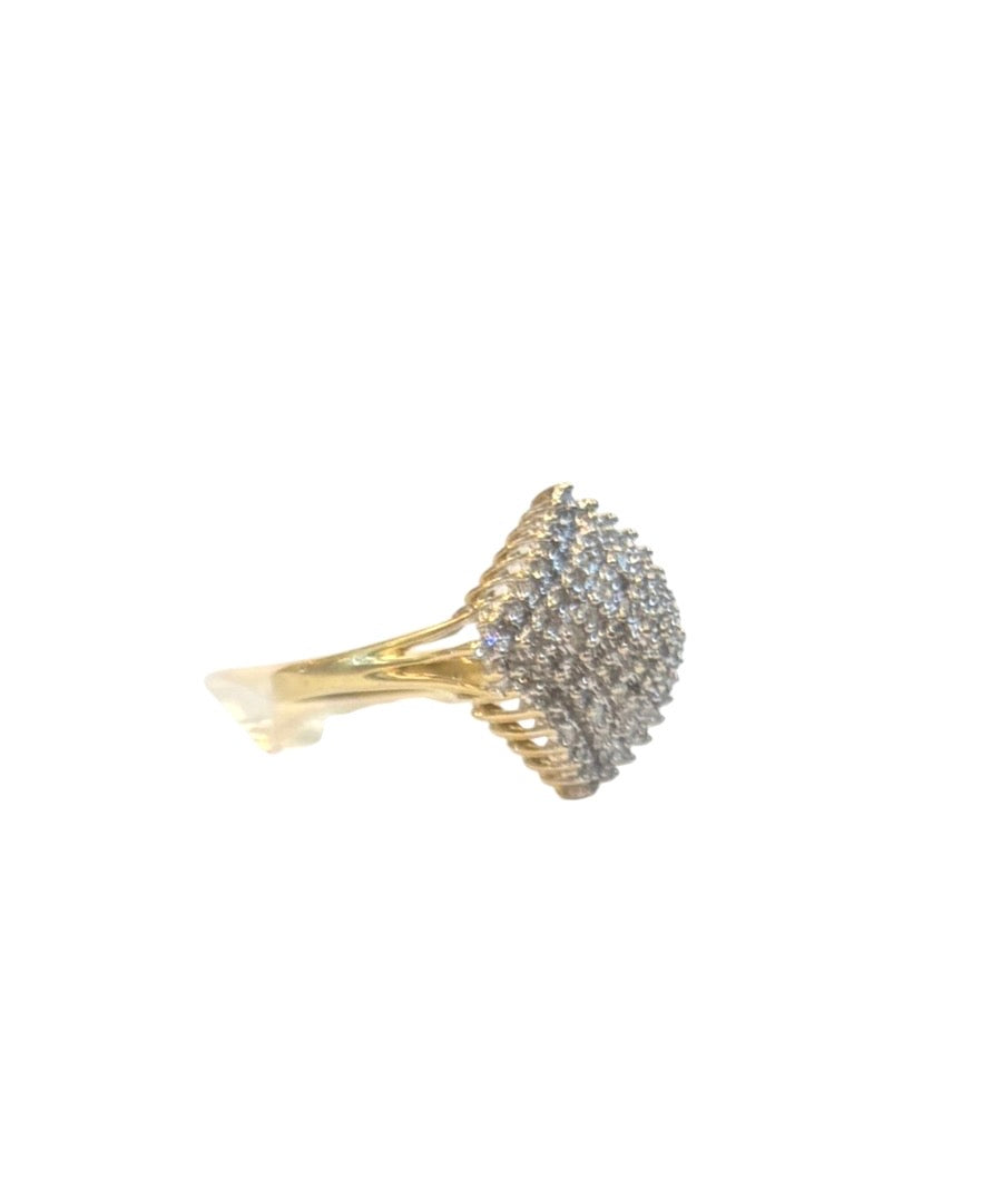 9ct vintage diamond cluster ring, diamond shape, size L