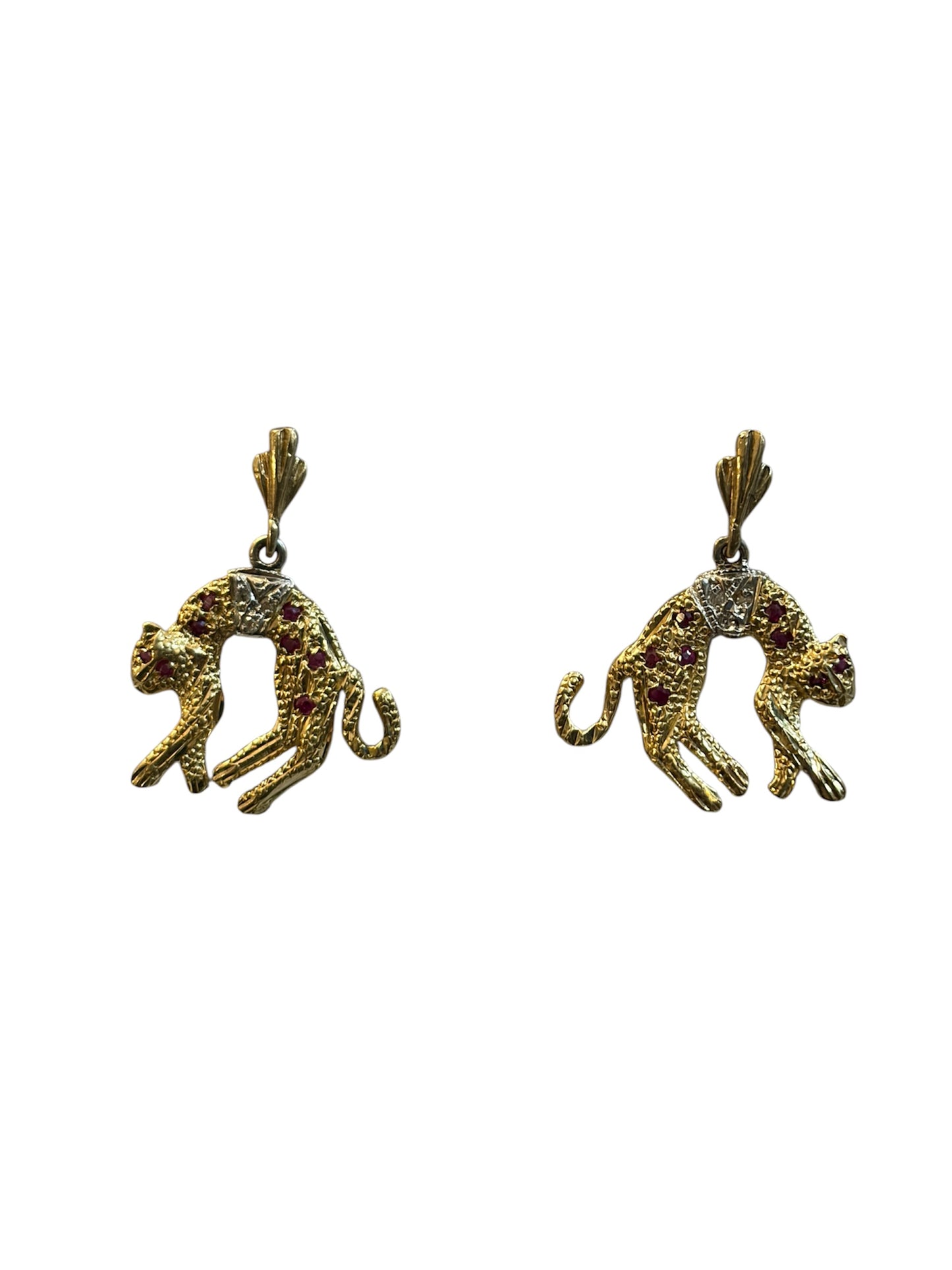 9ct vintage leopard drop earring for pierce ears circa 1989