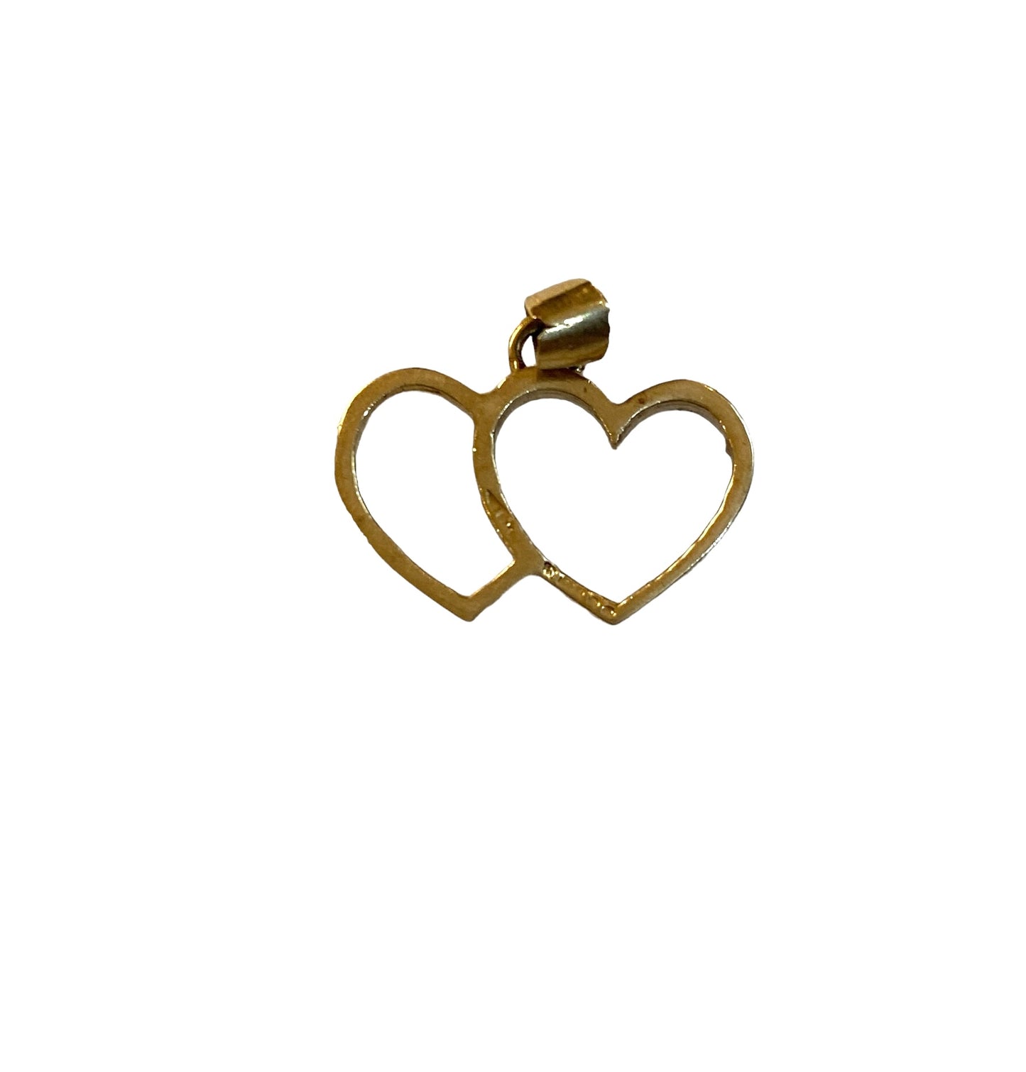 9ct vintage two hearts charm / pendant yellow gold