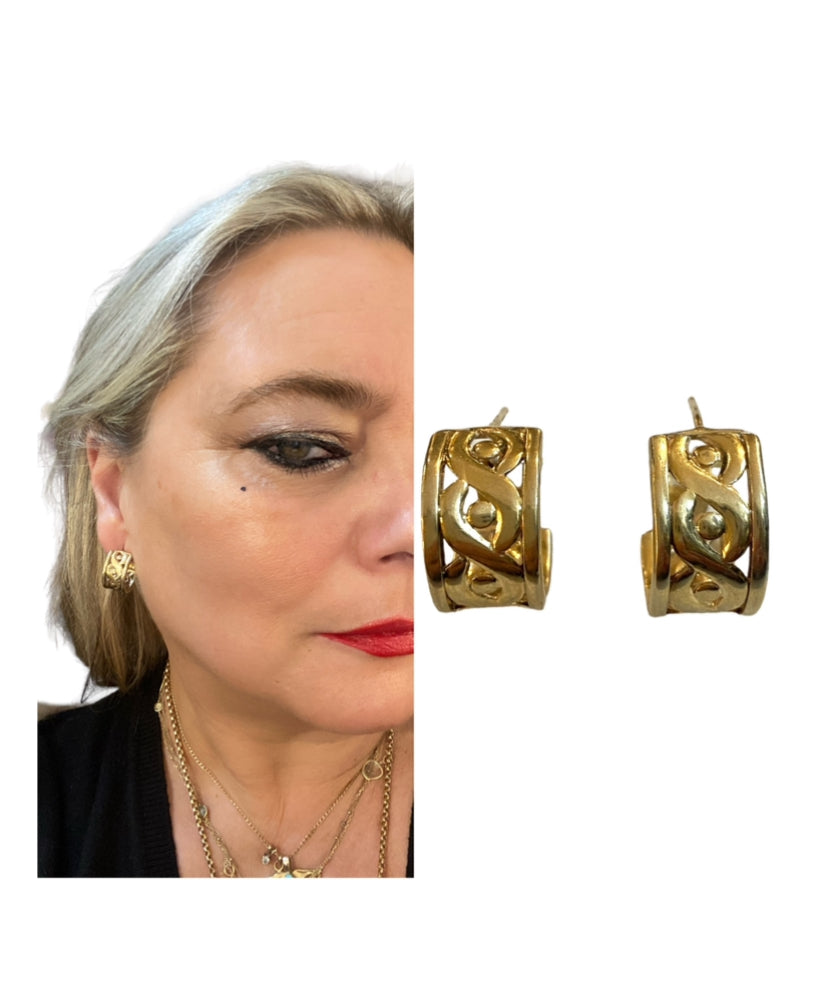 9ct vintage ornate hoop earrings 8.1g