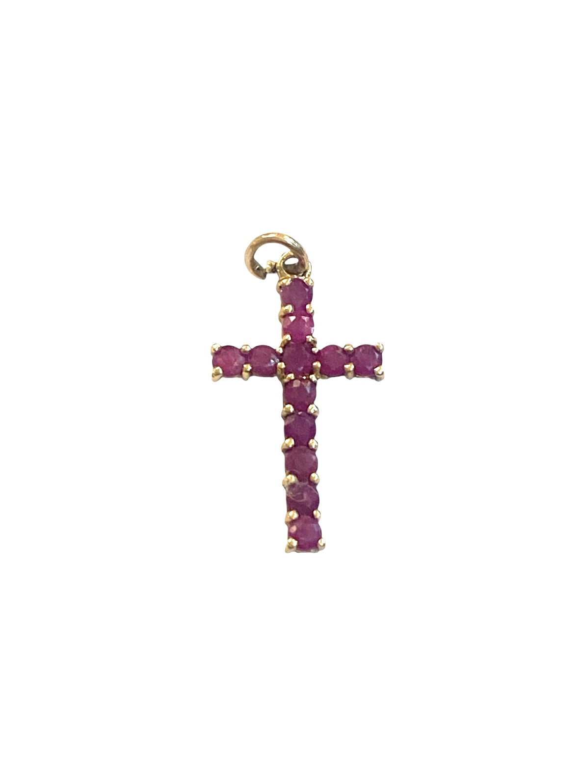 9ct vintage ruby cross, small 0.7g