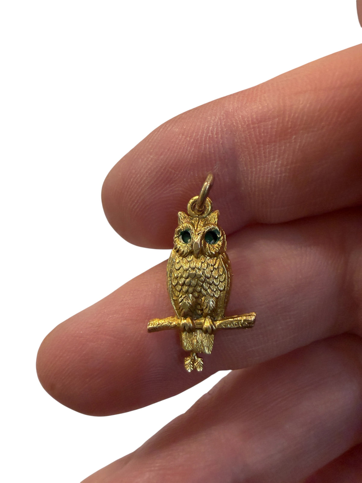 9ct vintage articulated owl charm circa 1958 by ppld 2.4g