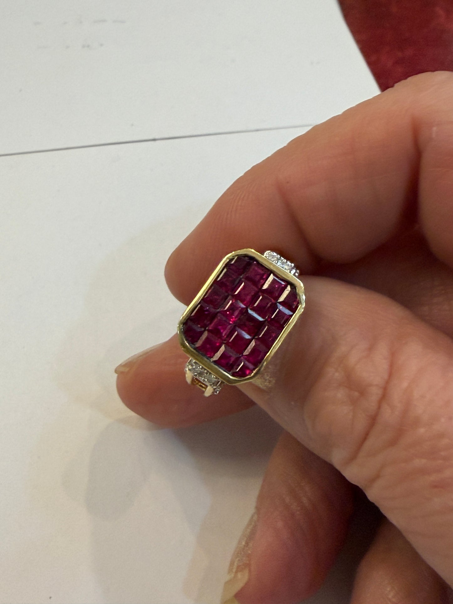 9ct pre owned ruby and diamond ring size L 1/2