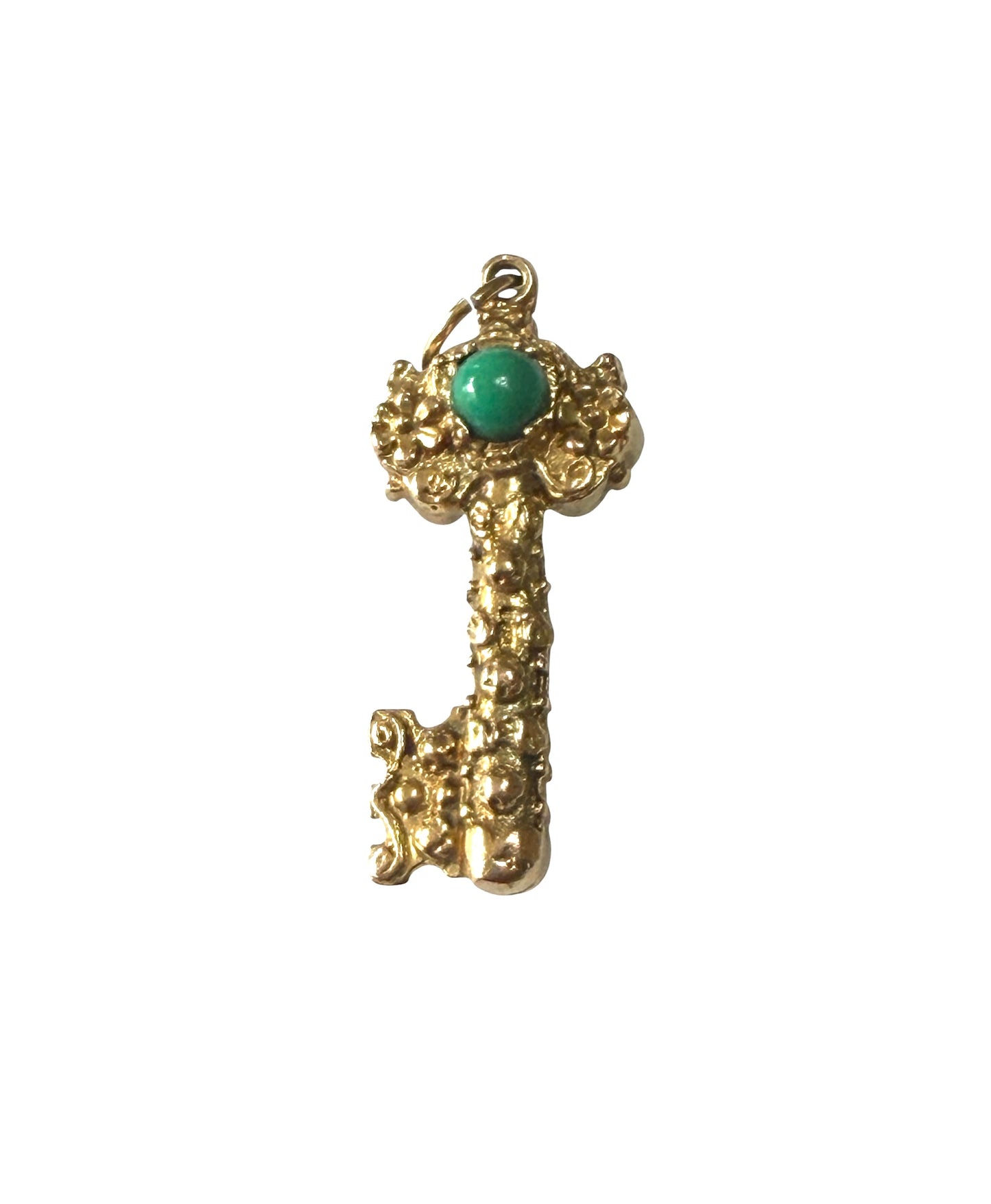 9ct vintage key charm / pendant with turquoise stone. circa 1961 5.66