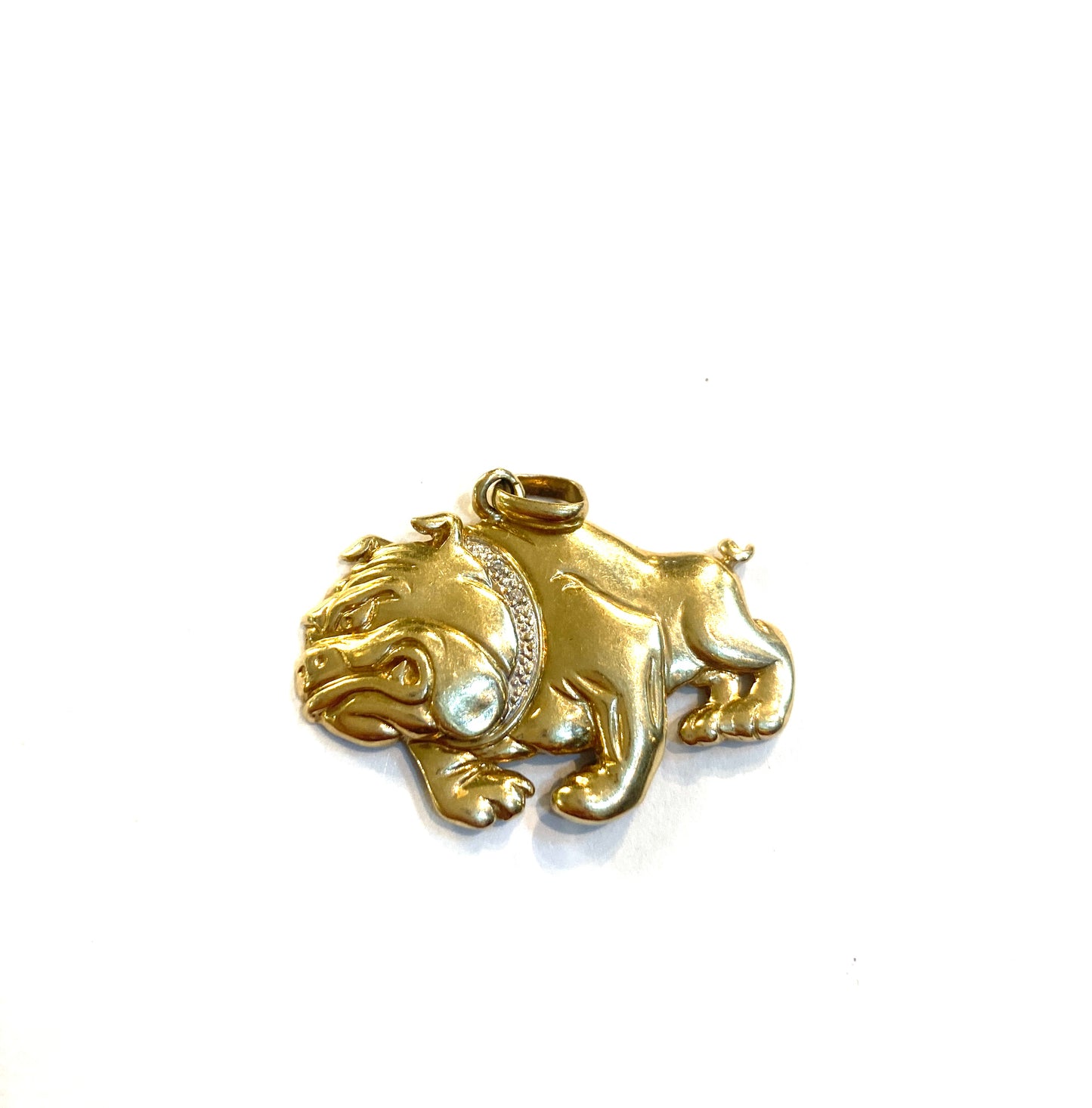 9ct vintage British bulldog charm / pendant with diamond ring