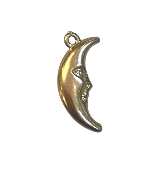 9ct yellow gold moon face charm. hollow