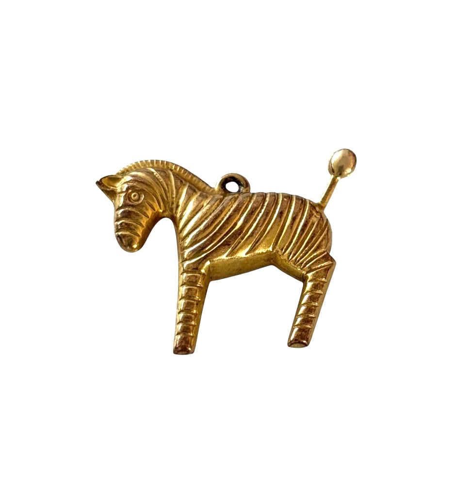 9ct vintage Zebra charm b y FM. Hollow 1.57g
