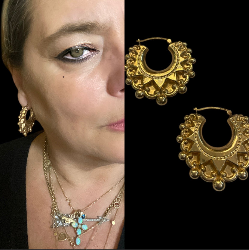 9ct vintage / pre owned creole style earring hoops 5.3g
