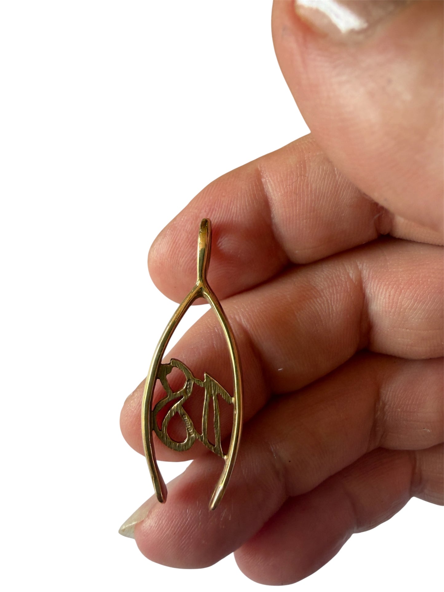 9ct vintage 18 wishbone charm / pendant circa 1989 2.74g
