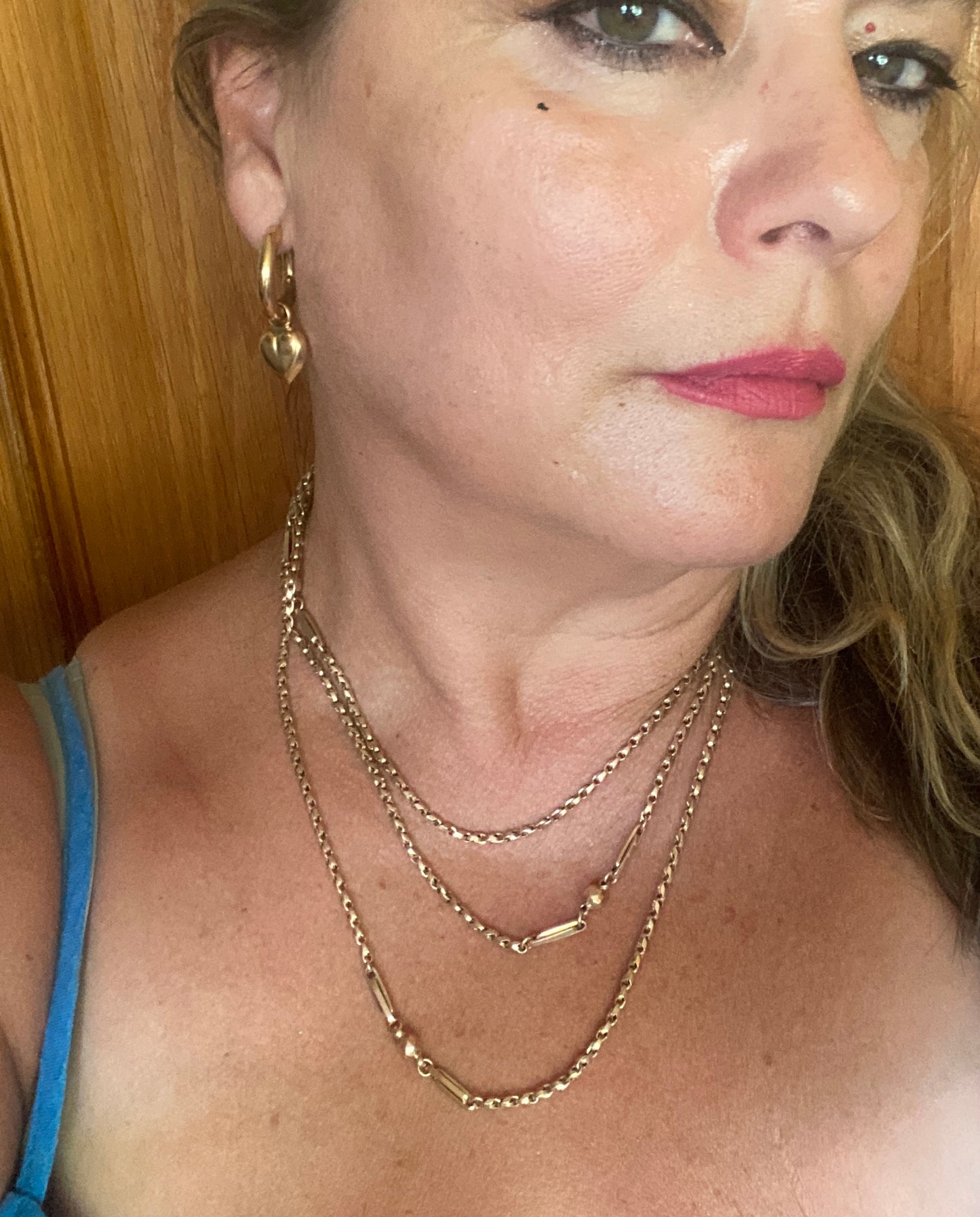 9ct antique long guard fancy chain, 60 inches long 30 grams