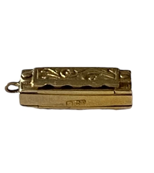 9ct 375 vintage gold working harmonica charm