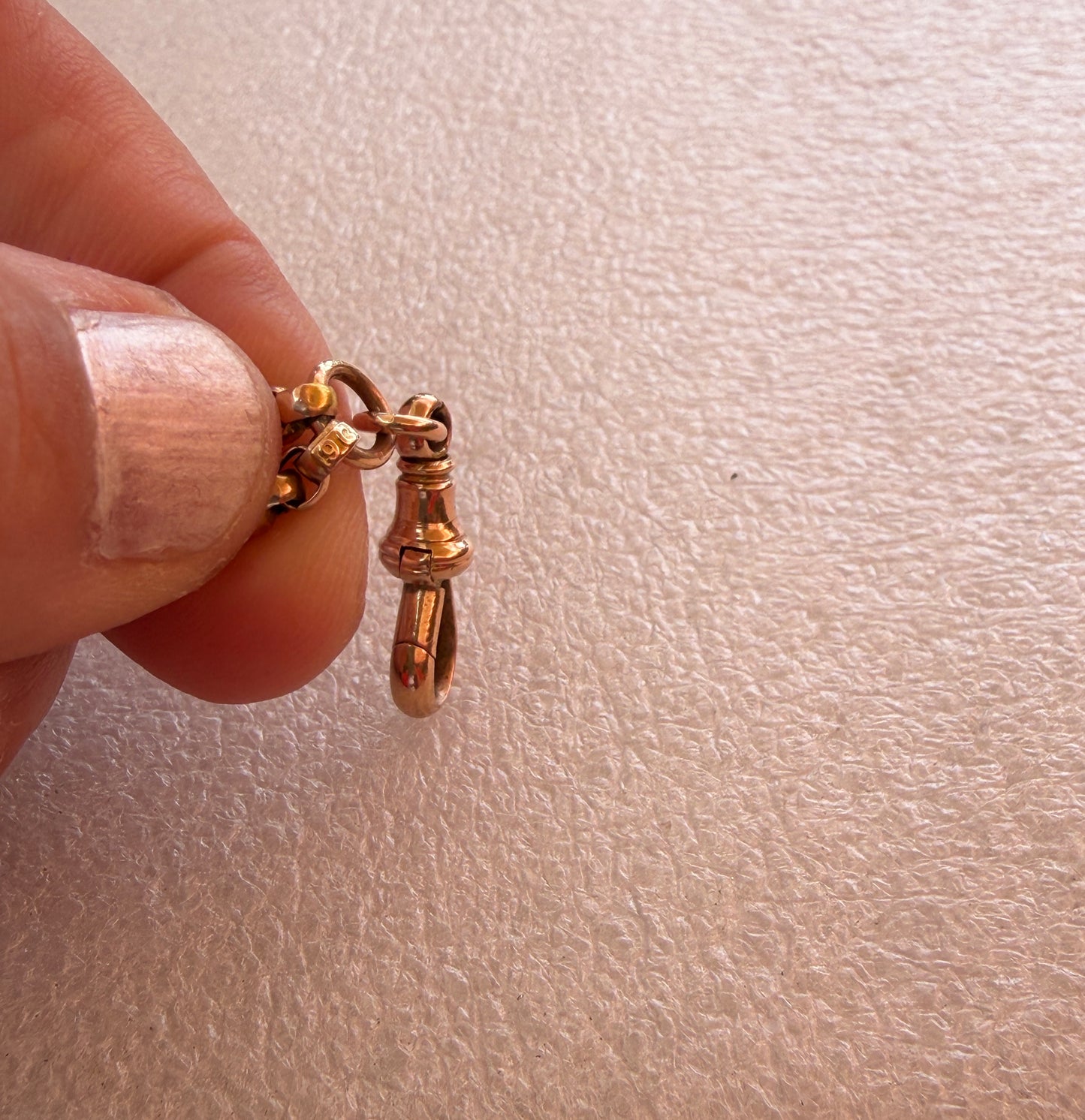 9ct vintage ROSE gold belcher chain 29 inches with dog clip 13.71g