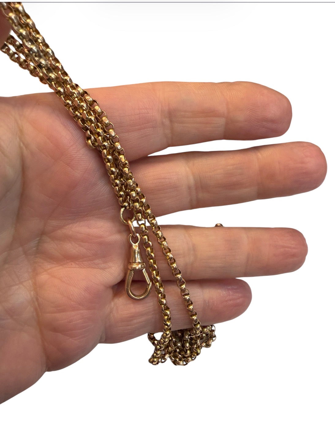 9ct vintage belcher chain 33 inches long with dog clip 13.3g