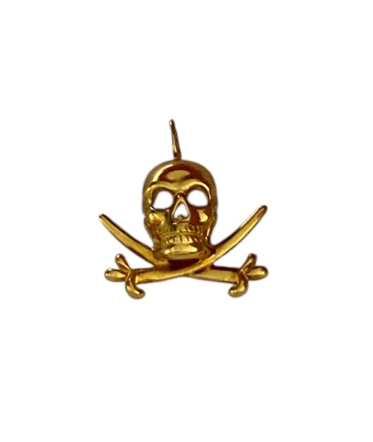 9ct vintage skull and cross swords charm / pendant