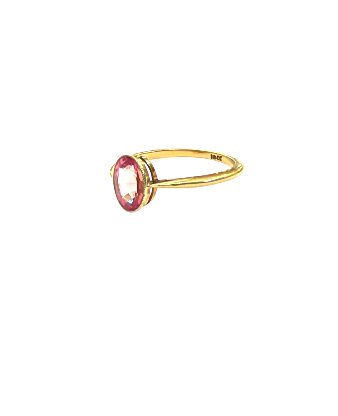 18ct vintage pink sapphire ring, 1ct sapphire, set in yellow gold ring size M1/2