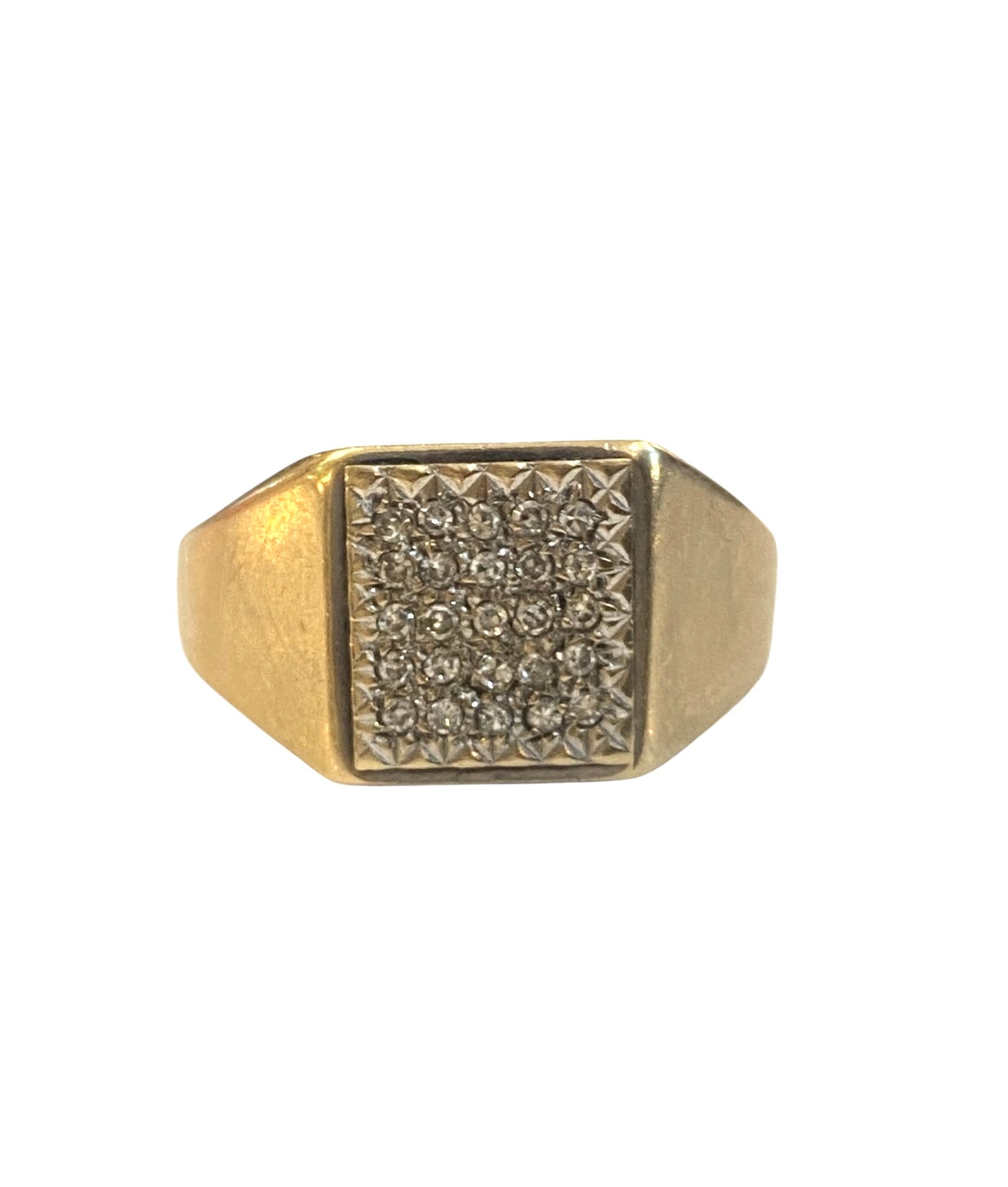 9ct vintage diamond unisex ring, signet ring size R