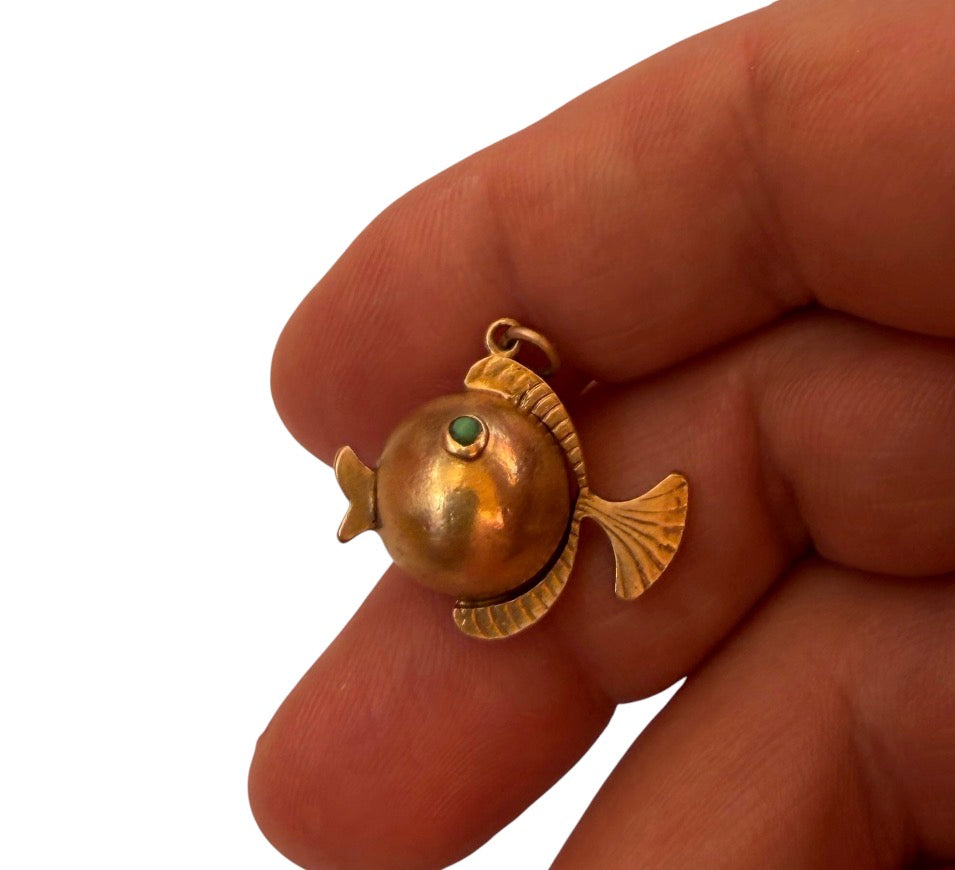 9ct vintage puffer fish charm circa 1962 maker LJ 3.9G
