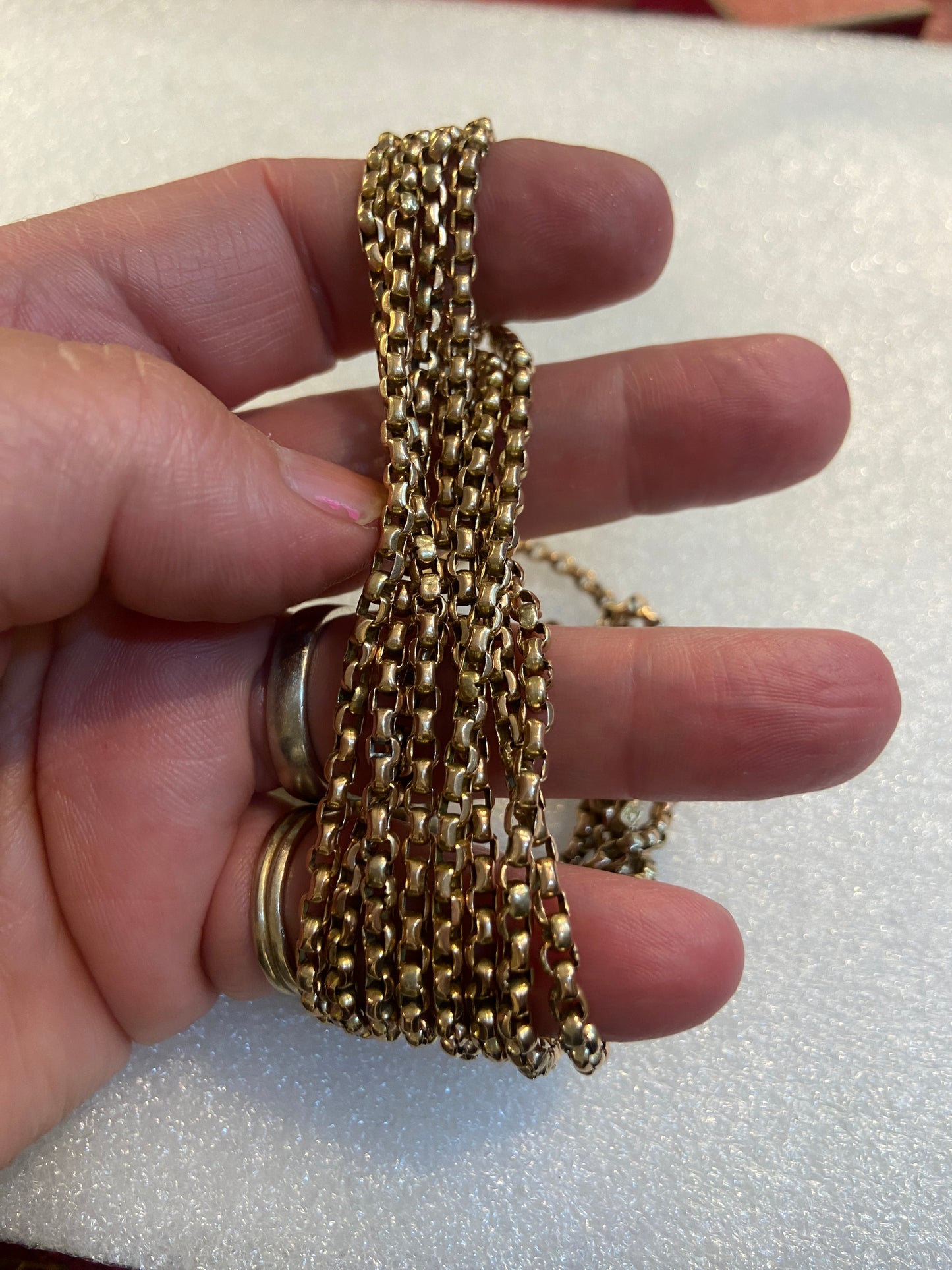 9ct victorian long guard chain. 70 inches long 178 cm 39.1g