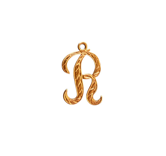 9ct vintage initial /letter "R". circa London 1972