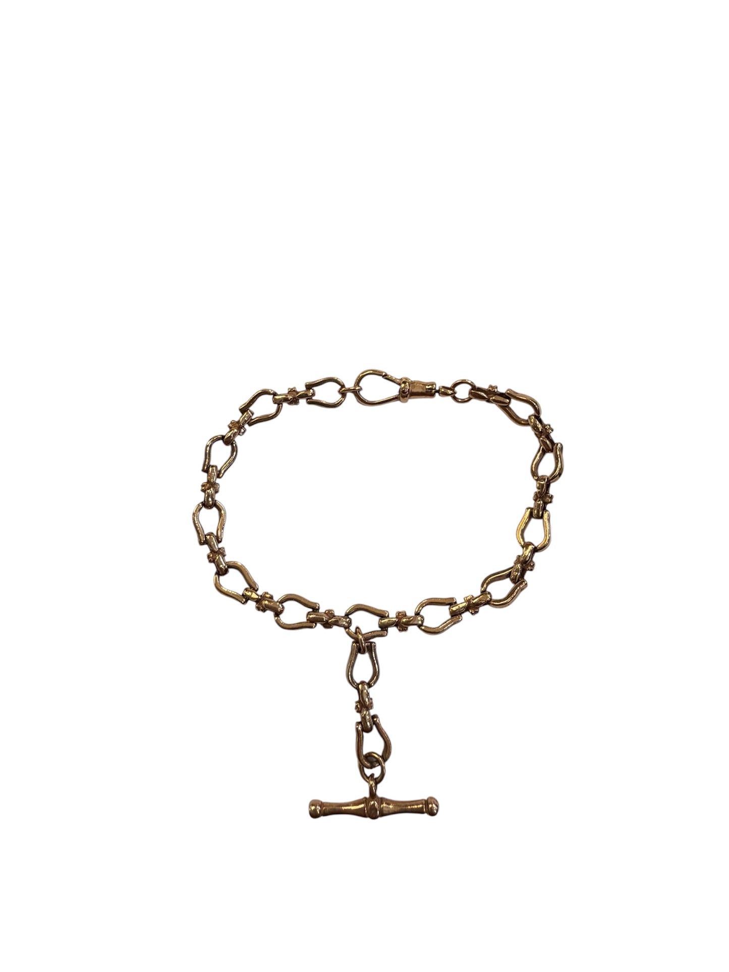 9ct vintage rose gold bracelet with T bar , 15.5g 7 3/4 inch (19.5 cm)