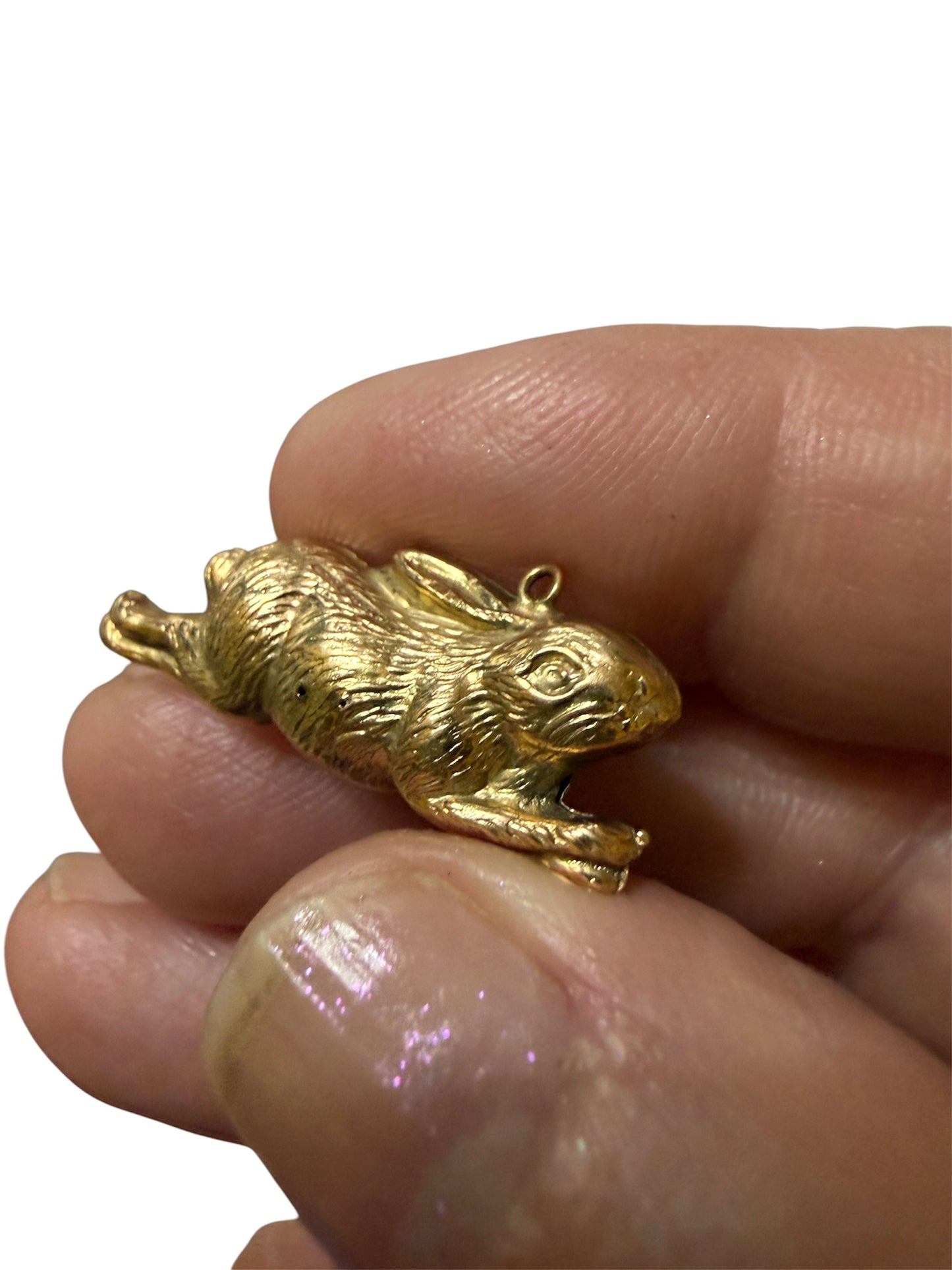 9ct vintage rabbit charm, running rabbit circa 1969 by WHC 1.4g