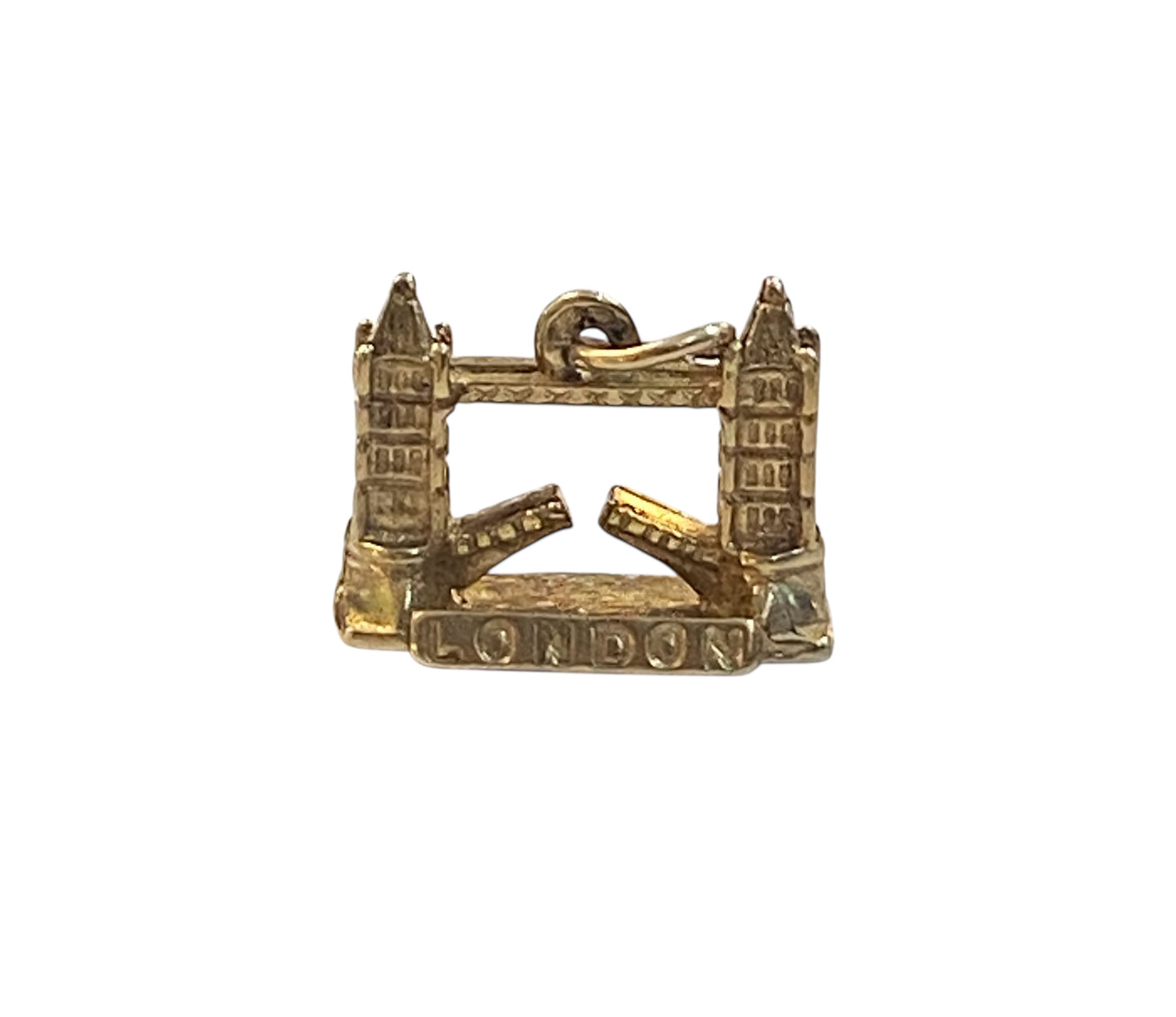 9ct vintage tower bridge charm. yellow gold