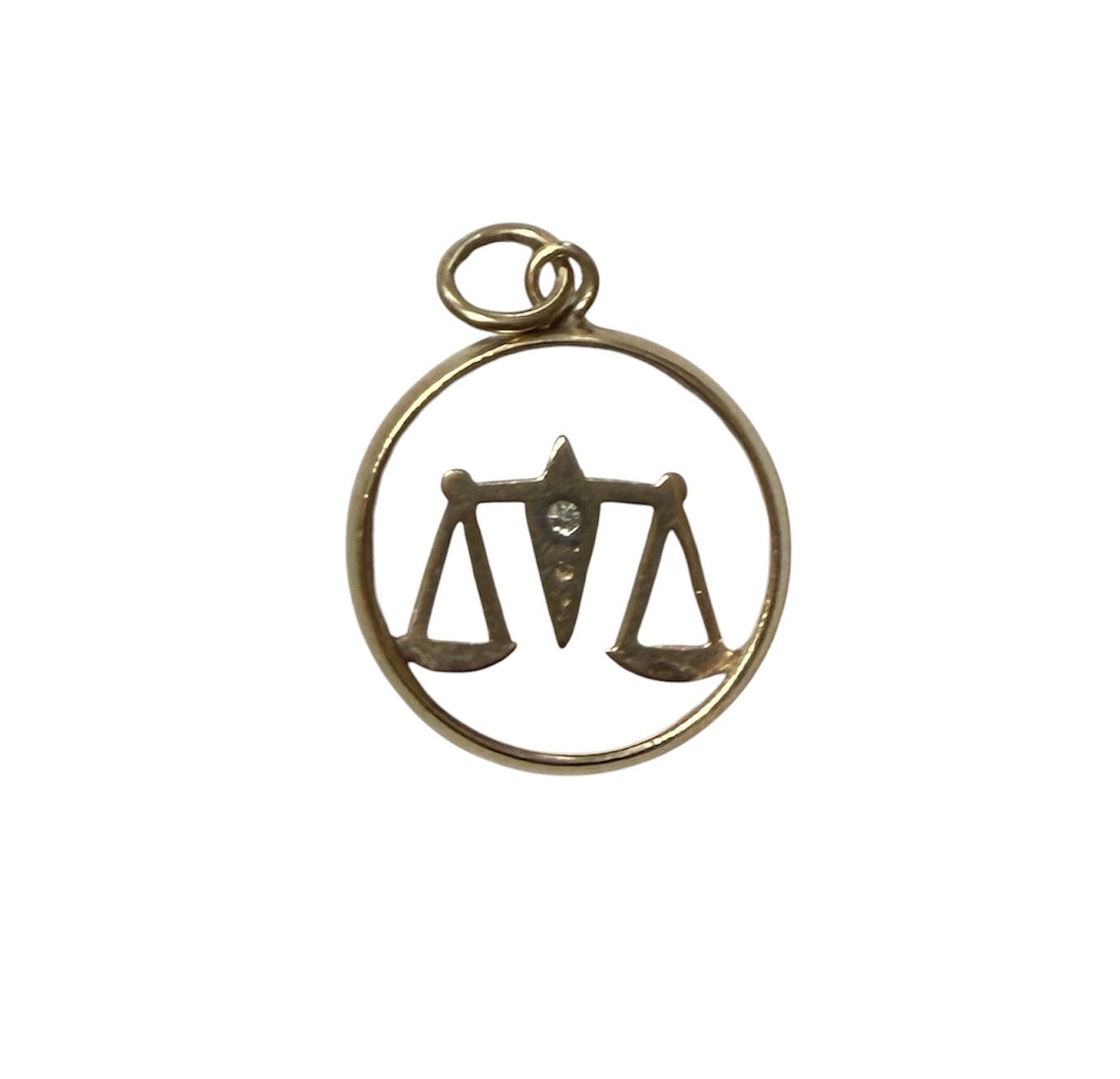 9ct vintage Libra / scales of justice charm / pendant circa 1984 2.71g