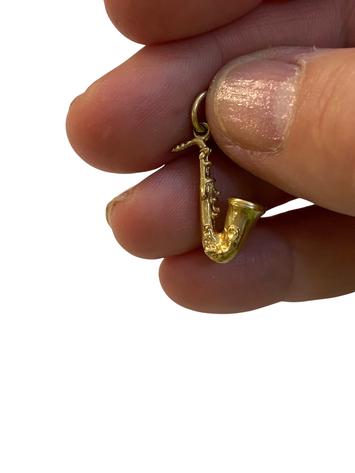 9ct vintage saxophone charm / pendant circa 1990